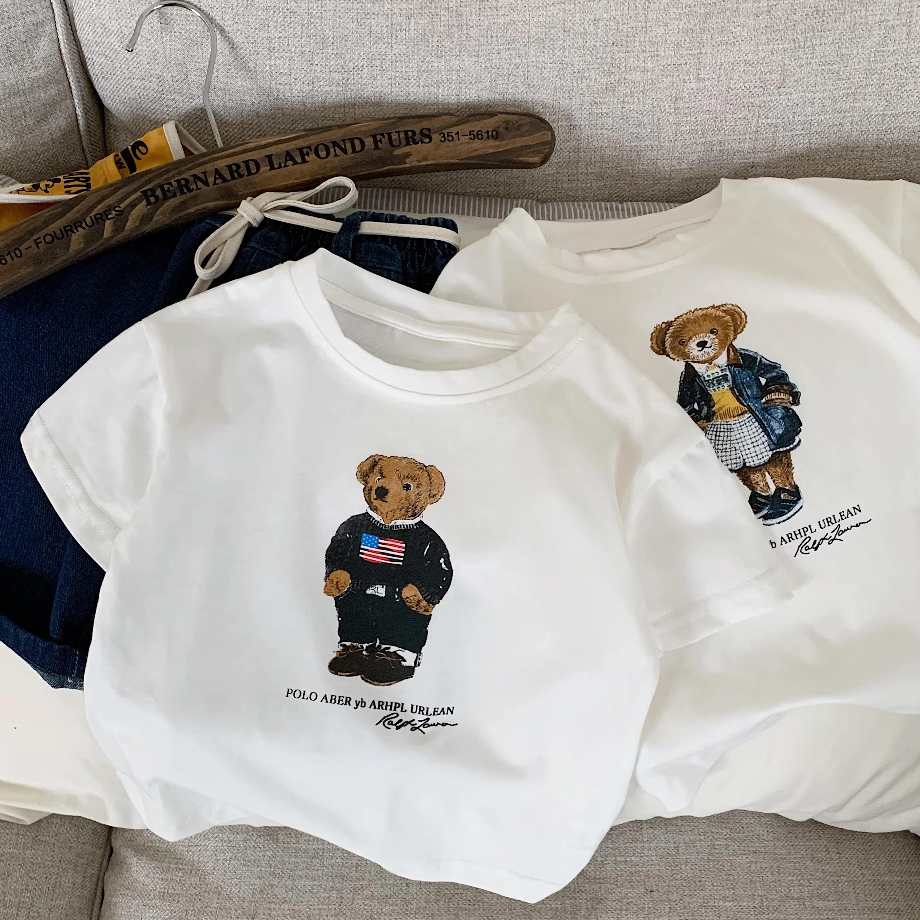 2026 Jungen Mädchen Rundhals-T-Shirt aus reiner Baumwolle, Sommer-T-Shirt mit Cartoon-Bären-Print, koreanischer Stil, bedrucktes Oberteil für Jungen und Mädchen. – Detail 11