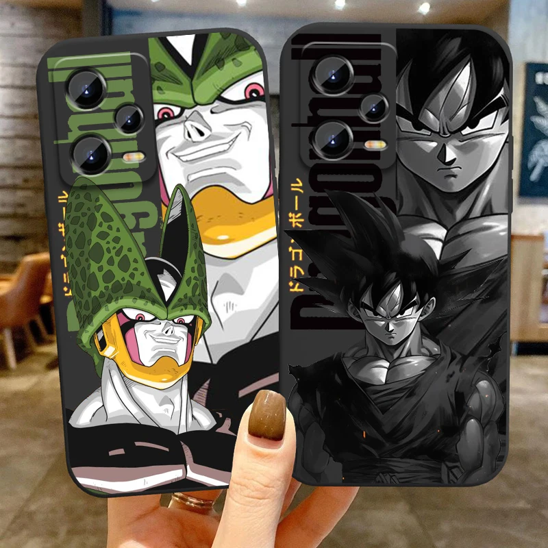 D-dragon Ball Goku Cute Art para Xiaomi Redmi Note 13 12R 12 12S Turbo 11 11T 11S 10 10S Pro Plus 5G, funda negra para teléfono