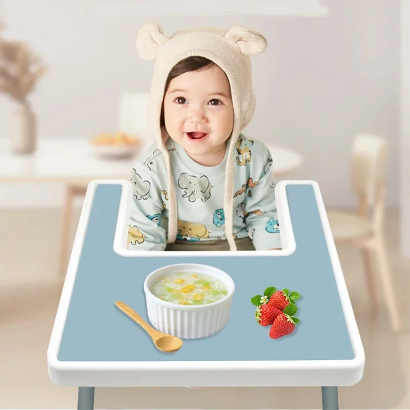 Solid Color Baby Soft Silicone Placemat High Chair Tray Mat Kids Non-slip Tableware Easy to Clean Infant Feeding Accessories