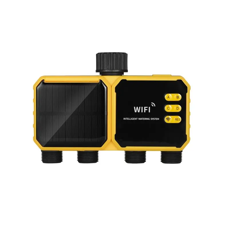 Solar Powered WIFI Irrigation Timer 4 Outlets Automatic Control System For Outdoor Watering Applications Timing