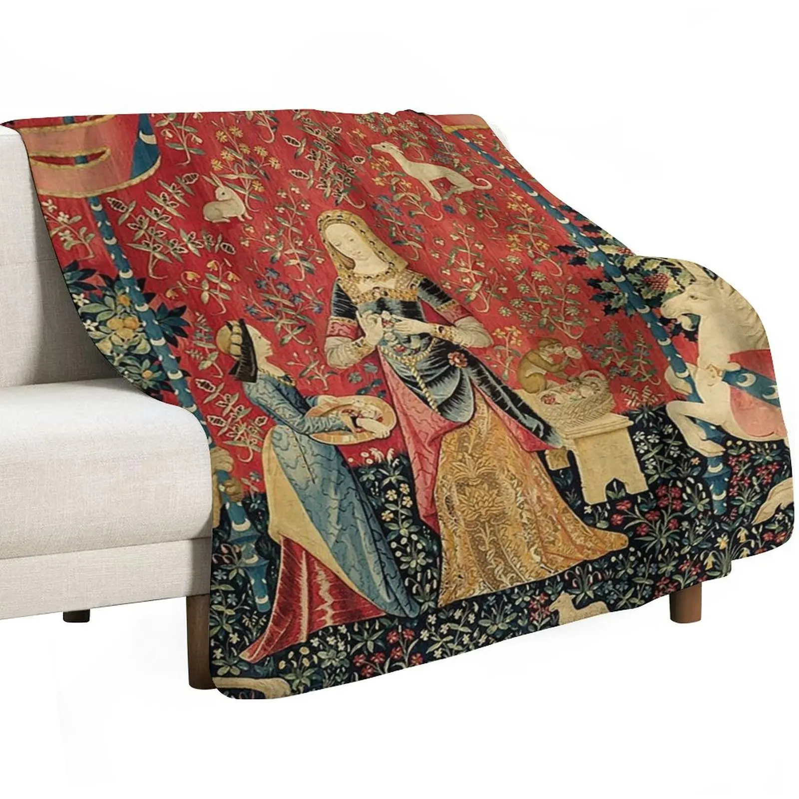 السيدة والوحيد القرن: بطانية رمي Mon Seul Désir سرير مزخرفة بطانيات رمي أريكة النزهة القطيفة