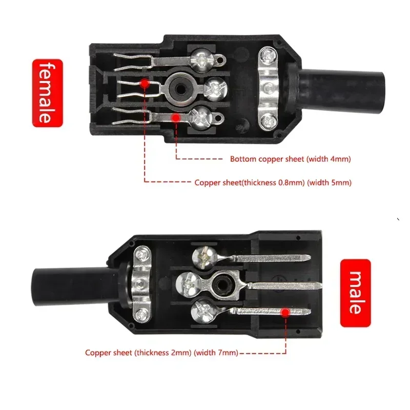 IEC C13 C14 Straight Cable Plug Connector 10A 250V Rewireable Power Connector 3 Pin AC Socket Black Female Socket & Male Plug