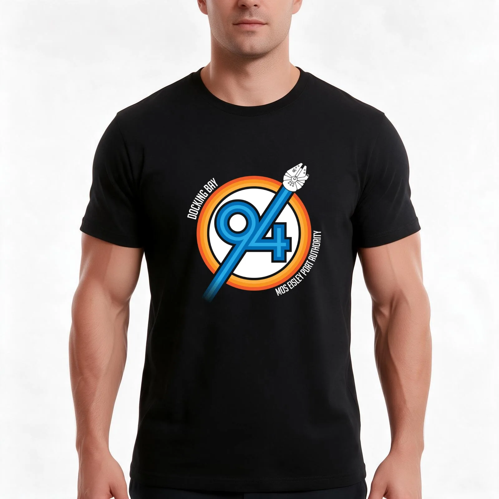 Docking Bay 94 T-Shirt, Summer Casual Cotton Tee, Oversized Streetwear Tops, Vintage Graphic Print, Loose Fit Short Sleeve