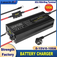12V 100A Lithium Battery Charger 100A Lifepo4 Charger Power Fast Charge 100v-240v Adjustable Voltage Current Battery Adapter
