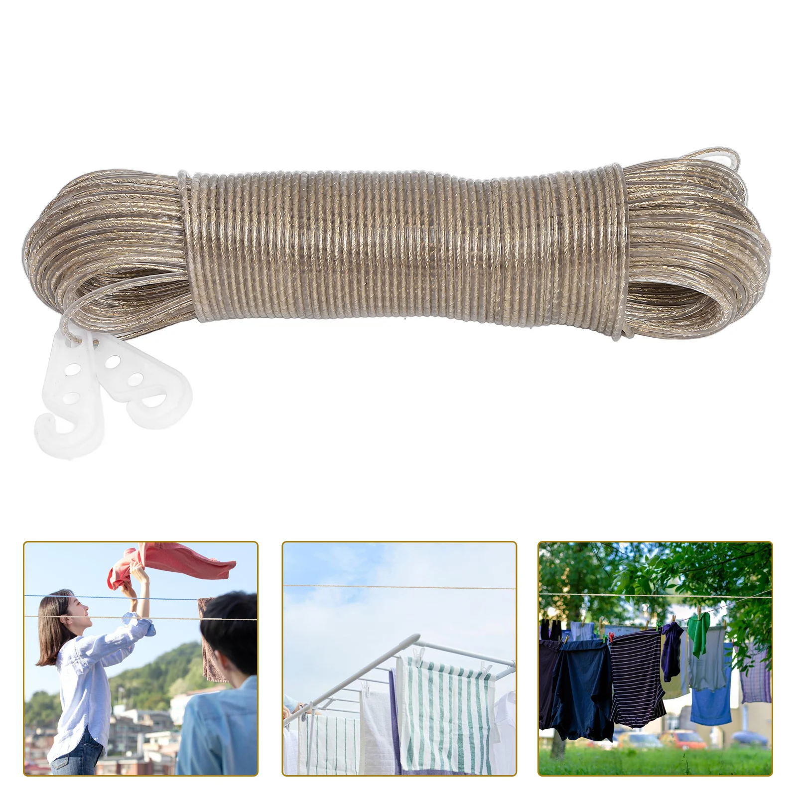 

Heavy Duty Steel Core Laundry Rope Clothes Line Outdoors Travel Clothesline Household Portable for Home Clotheslines WirePVC