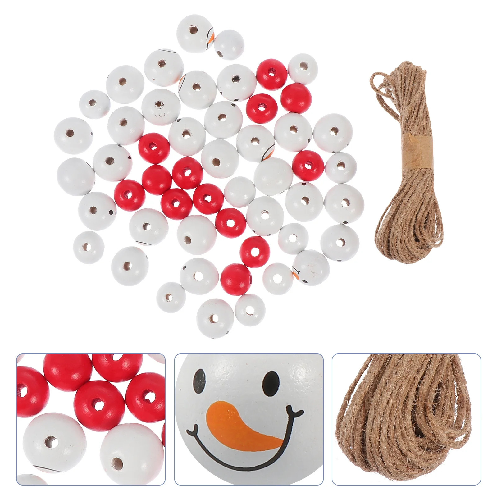 

200Pcs DIY Wood Beads Xmas Style Snowman Pattern Jewelry Decoration Handmade Craft Making Accessories DIY Decor