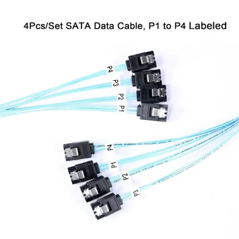 SAS 3.0  4Pcs/Set Bundle Long SATA Data-Cables Thin | Slim, Flexible, Multi, Straight 6Gbps Data with Locking Latch for Server