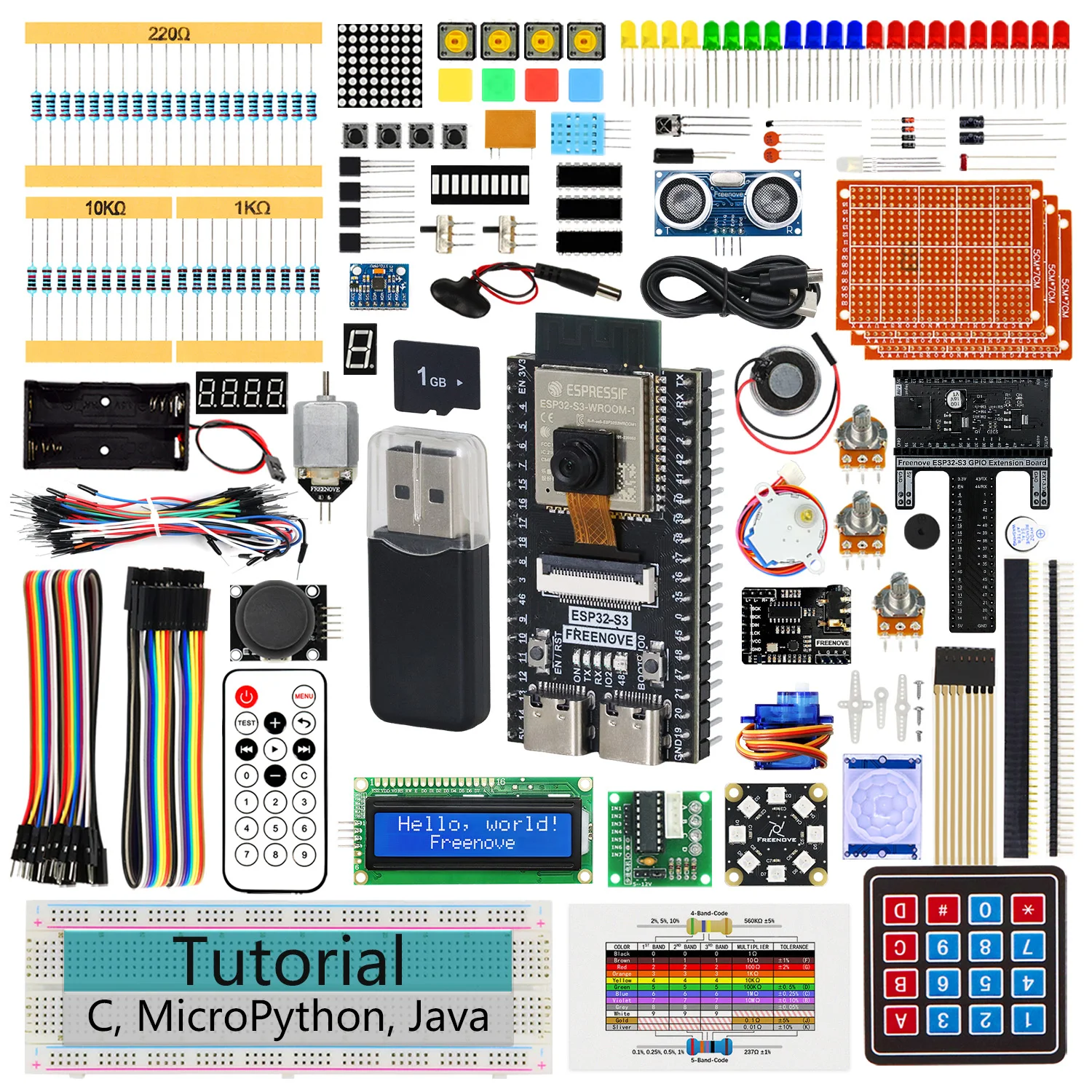 Freenove ESP32 ESP32-S3 Camera Ultimate Starter Kit, USB-OTG WiFi+BT, Python C Java, 828-Page Tutorial, 121 Projects, 243 Items