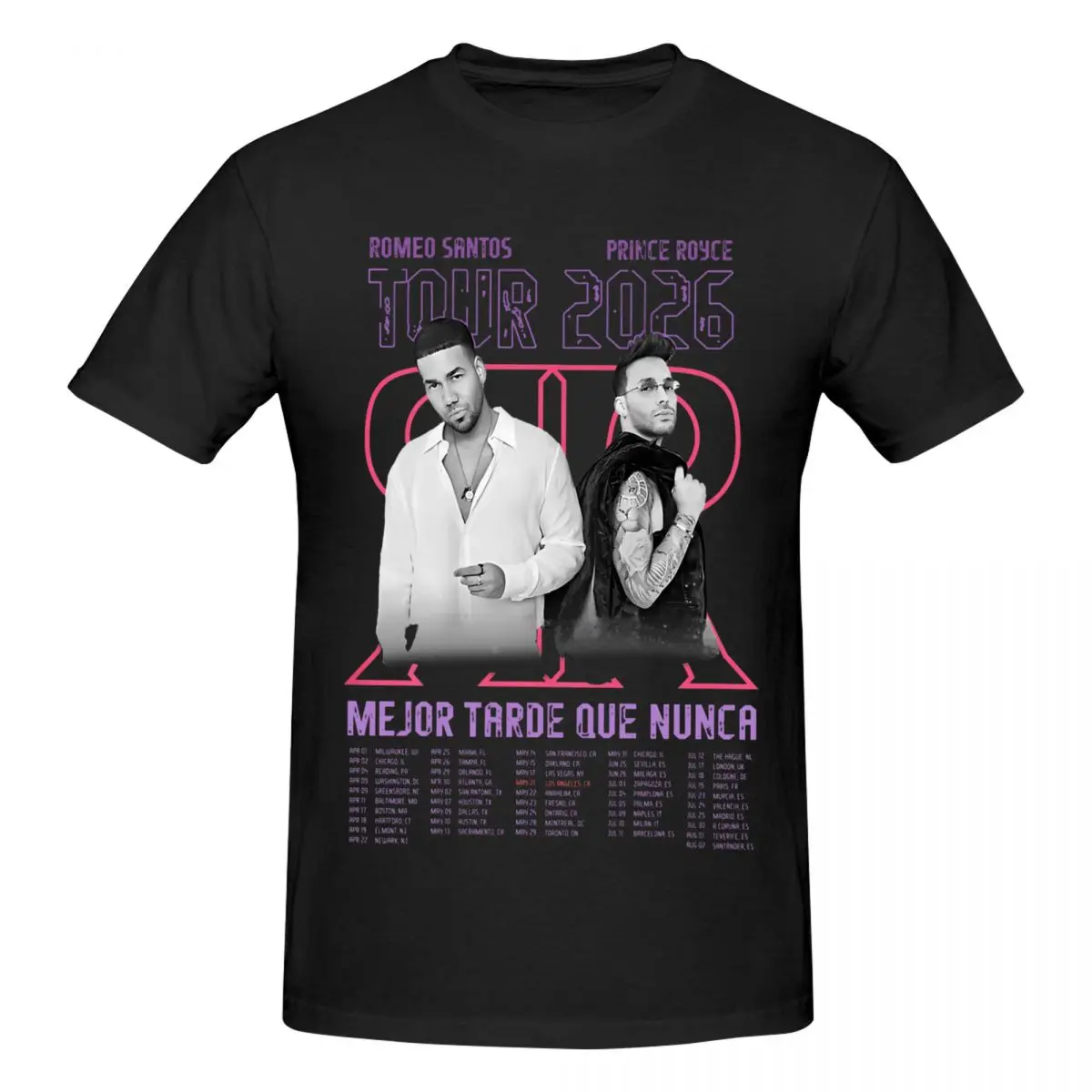 Romeo Santos Prince Royce Bltn 2026 Tour T Shirts Graphic Y2K Anime Cotton T Shirts For Men Women Tops