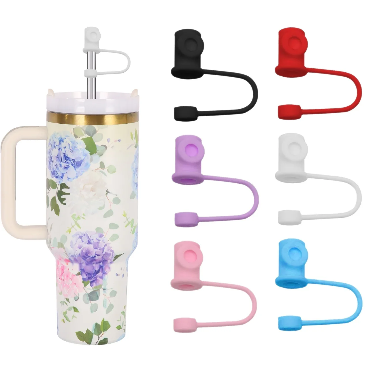 Hot-selling silicone straw cap for 10mm universal straw simple solid color DIY straw cover decorative straw sleeve