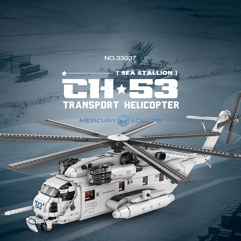 CH-53 Transport Helicopter MOC 15012 Model Bricks Military Fighter Awacs Army Building Blocks DIY Toy Set Xmas Gift Kids Boys