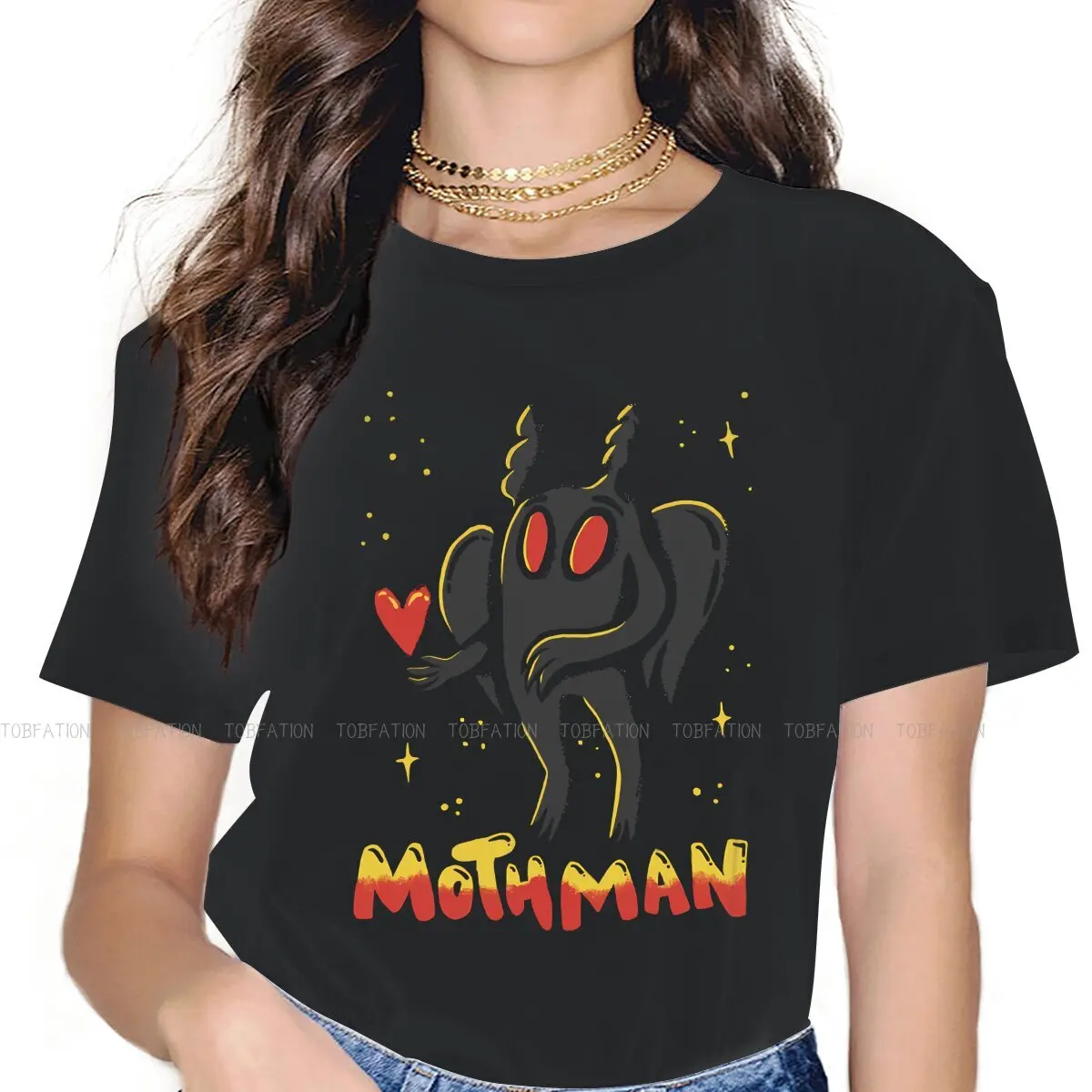 Mothman Humanoid Creatures Women T Shirt Mothman Love You Essential Female Tops Harajuku Funny Tees Ladies 4XL Oversized Tshirt