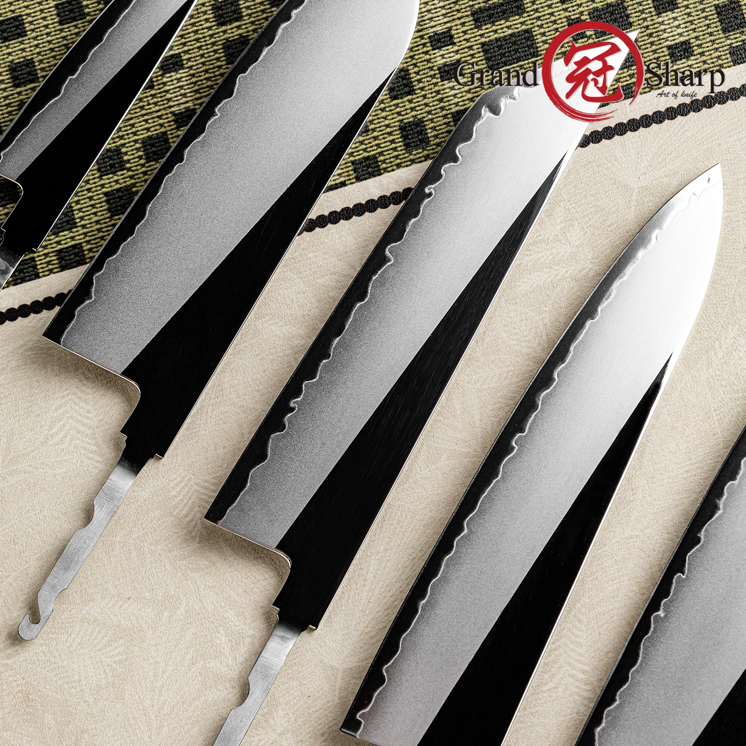 Grandsharp 3 Layer Composite Steel PM204 Core High Quality Mirror Finish Blade Durable Smooth Cut Professional Chef Knife Blade