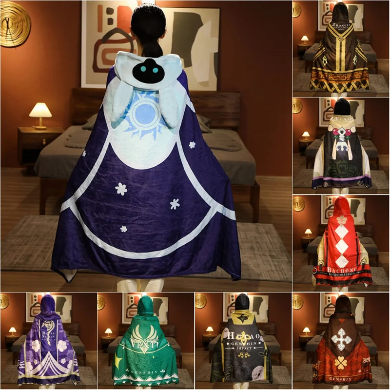 

Game Genshin Impact Cryo Abyss Mage Blanket Hooded Cloak Cape Hutao Zhongli Klee Venti Warm Coat Wear Cosplay Props Accessories