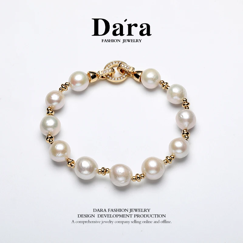 Freshwater White 10-11mm Pearl Bracelet, Near-Round with Strong Luster and Slight Imperfections, Light Luxury Gift Box, Holiday Gift for Women