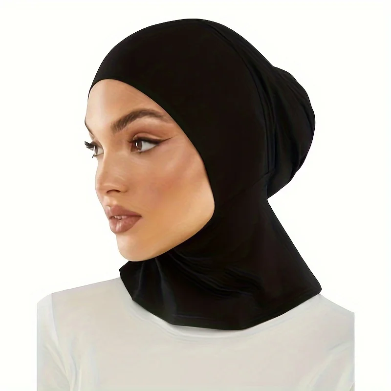 Berretto lungo etnico estensibile con cappuccio Hijab Caps cappello foulard traspirante per donna morbido copricapo Hijab con copertura completa del collo