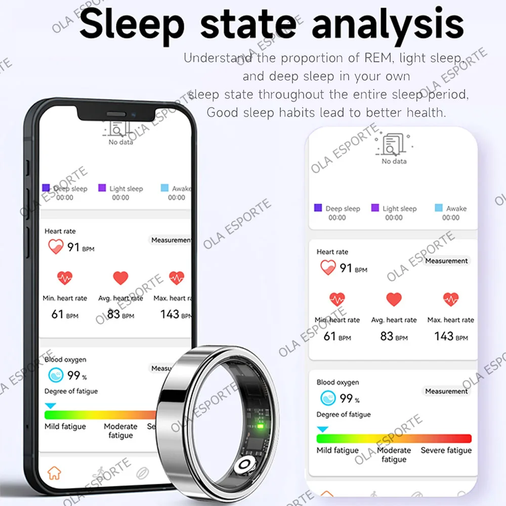 2026 New Smart Ring Heart Rate Blood Pressure Sleep Monitoring Motion Tracking IP68 Waterproof Men Women Smart Ring Holiday Gift