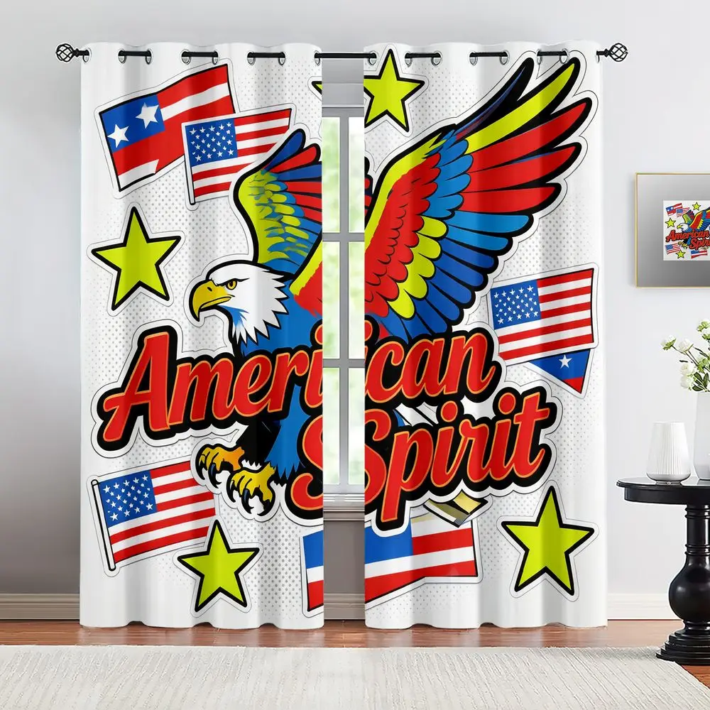 

American Eagle Flag Printed CurtainsSpirit Star Stripes Darkening 85% Drape for Bedroom Living Room Window Home Decor