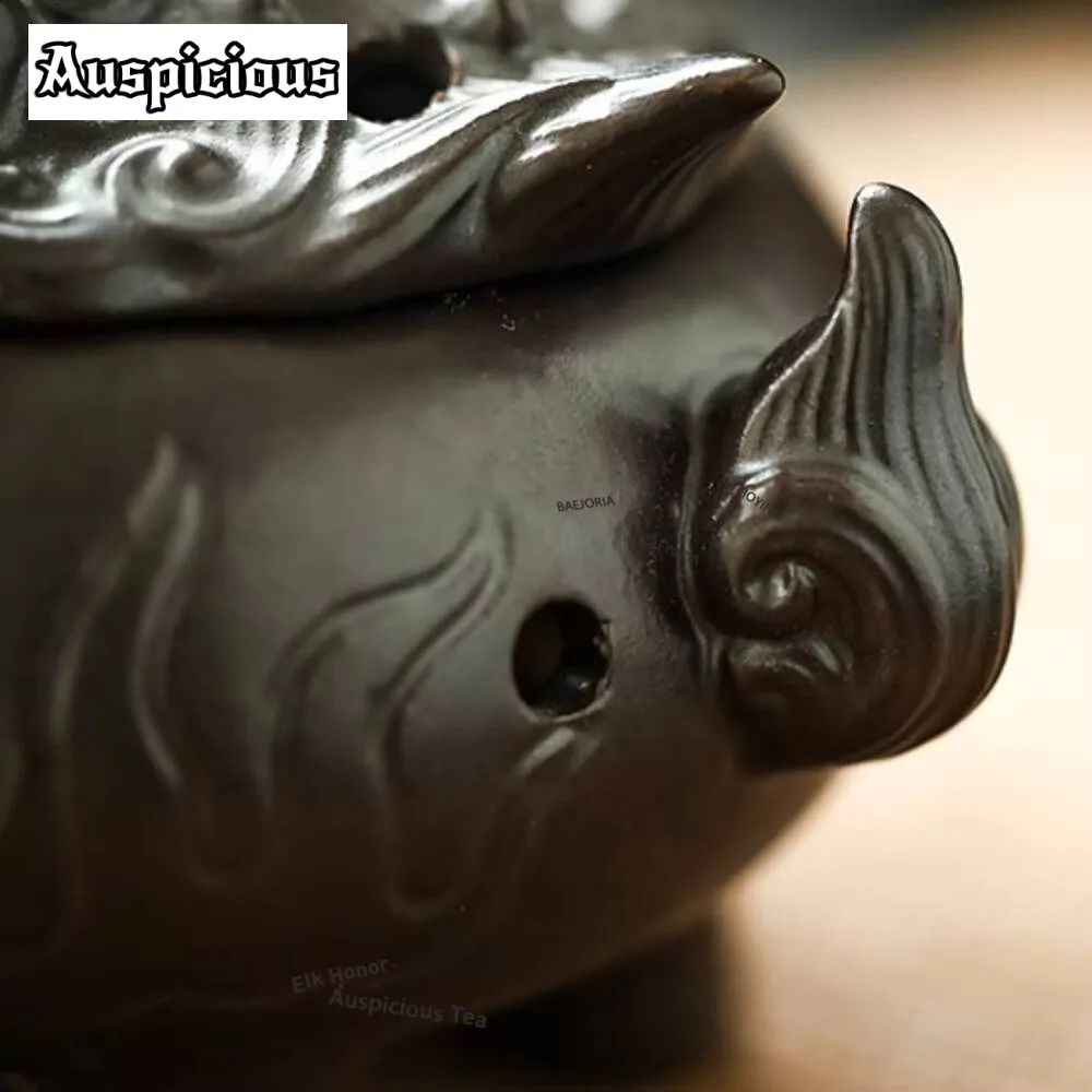 Black Lion Dragon Plate Incense Holder Zen Censer Mosquito Coil Holder Household Smell Distributor Cafes Tea Accessories Craft