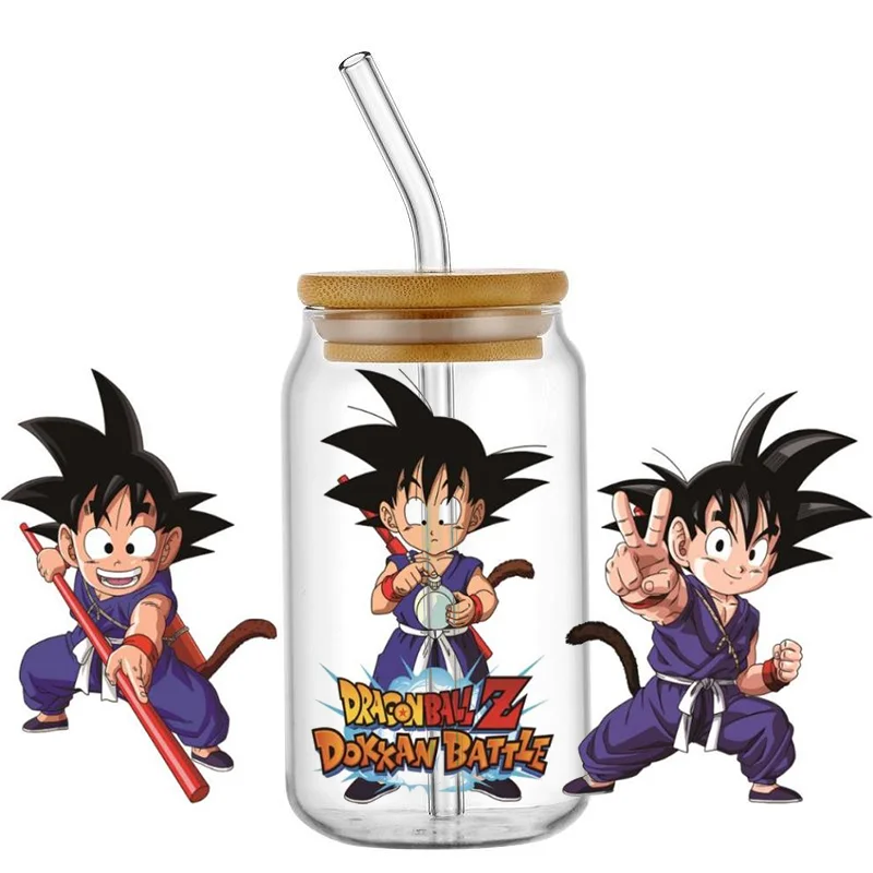 Miniso Japanese comics dragon ball Design 16oz Libbey Glasses Wraps Cup Can DIY Waterproof Easy To Use Custom Decals