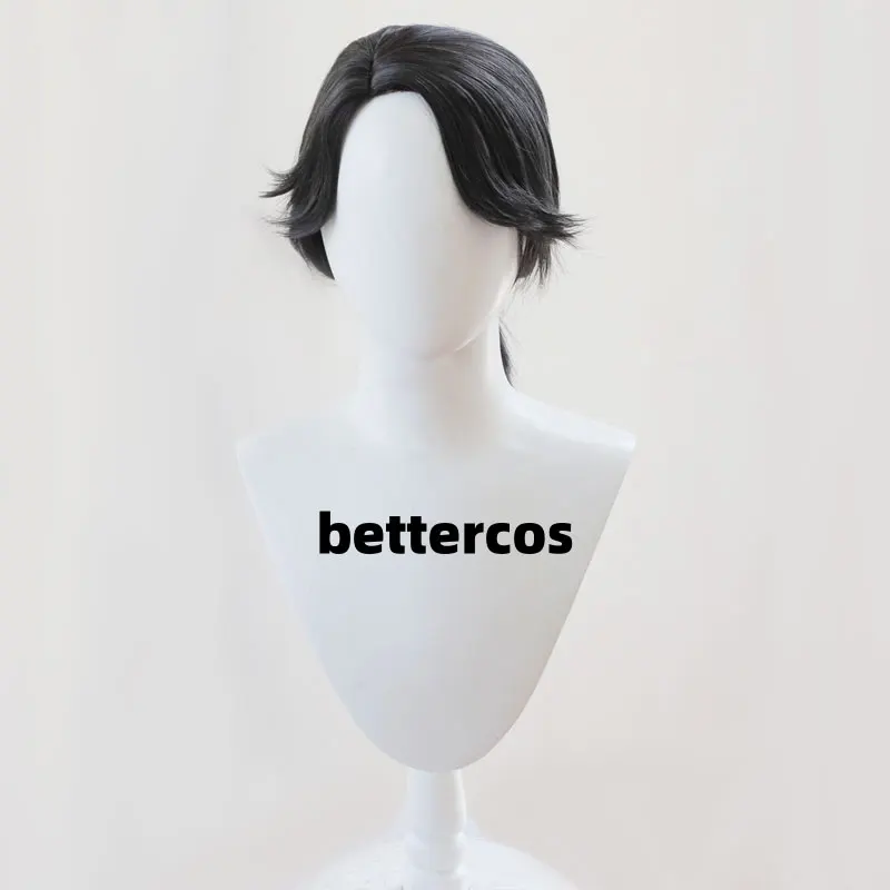 Identity ��Embalmer Aesop Carl Cosplay Wig Gatto Hair Black Grey Hair Heat-resistant Fiber Rose Wig Cap + Wig Netr