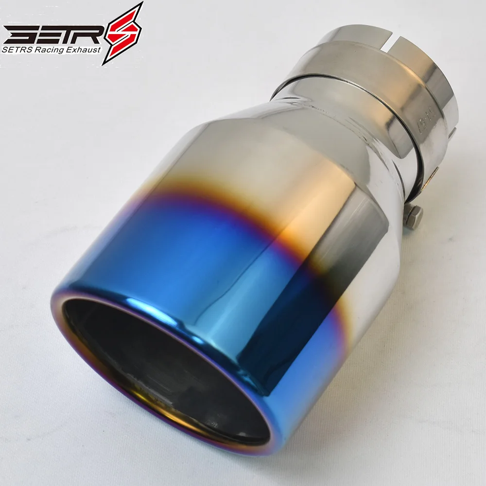 

1 Pc Car Stainless Steel Burnt Blue Universal Exhaust System Slashed Muffler Tip Angled End pipe