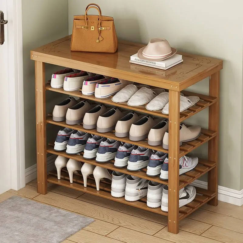 Household Shoe Rack Changing Shoes Stool Doorway Simple Shoe Rack Bedroom Dormitory Practical Multi-Layer Solid Wood Shelves