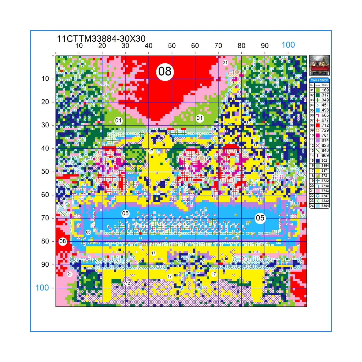1 Stück 30x30 cm/11,8 Zoll, 11Ct/14Ct Kreuzstich-Set, DIY Valentinstagsgeschenk, Stickerei-Set für Festivals, Cartoon-Motiv – Detail 2