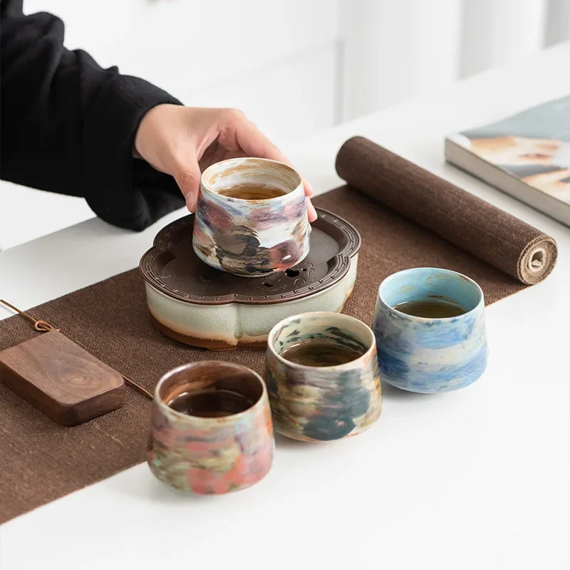Fancy retro ceramic teacup Creative latte cup Coffee cup Japanese breakfast milk cup Light luxury net red water mugs gift