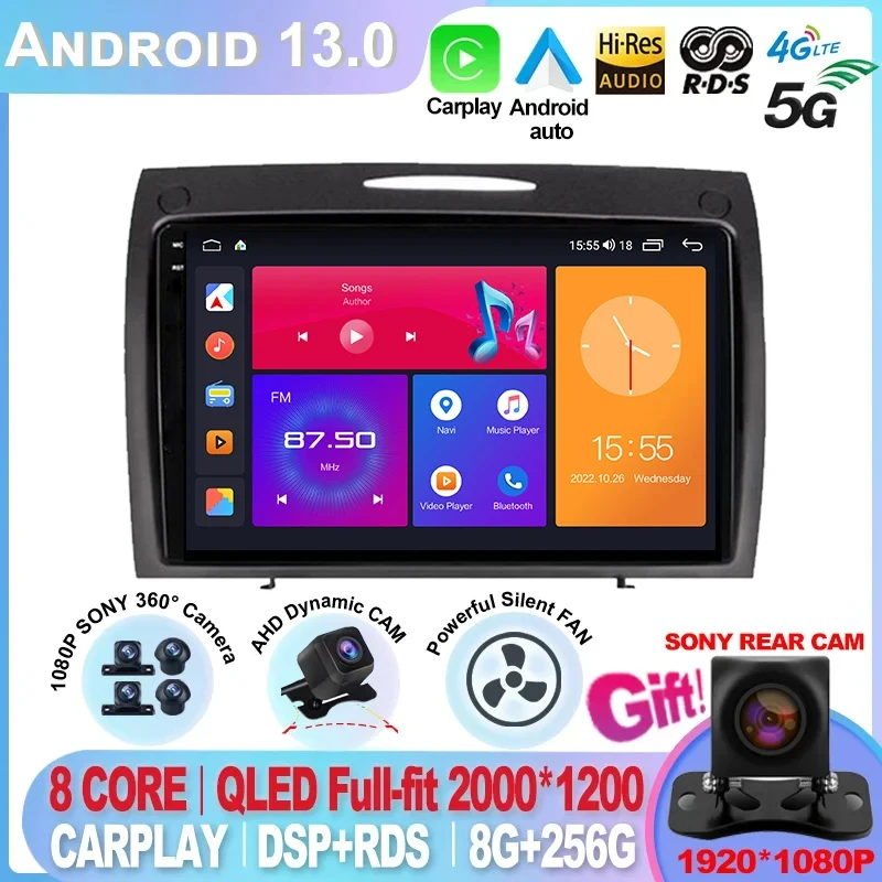 Android 13 Car Radio for Mercedes Benz SLK-Class SLK R171 2004 - 2011 2DIN Carplay Auto Stereo Multimedia Player WIFI RDS ASP BT