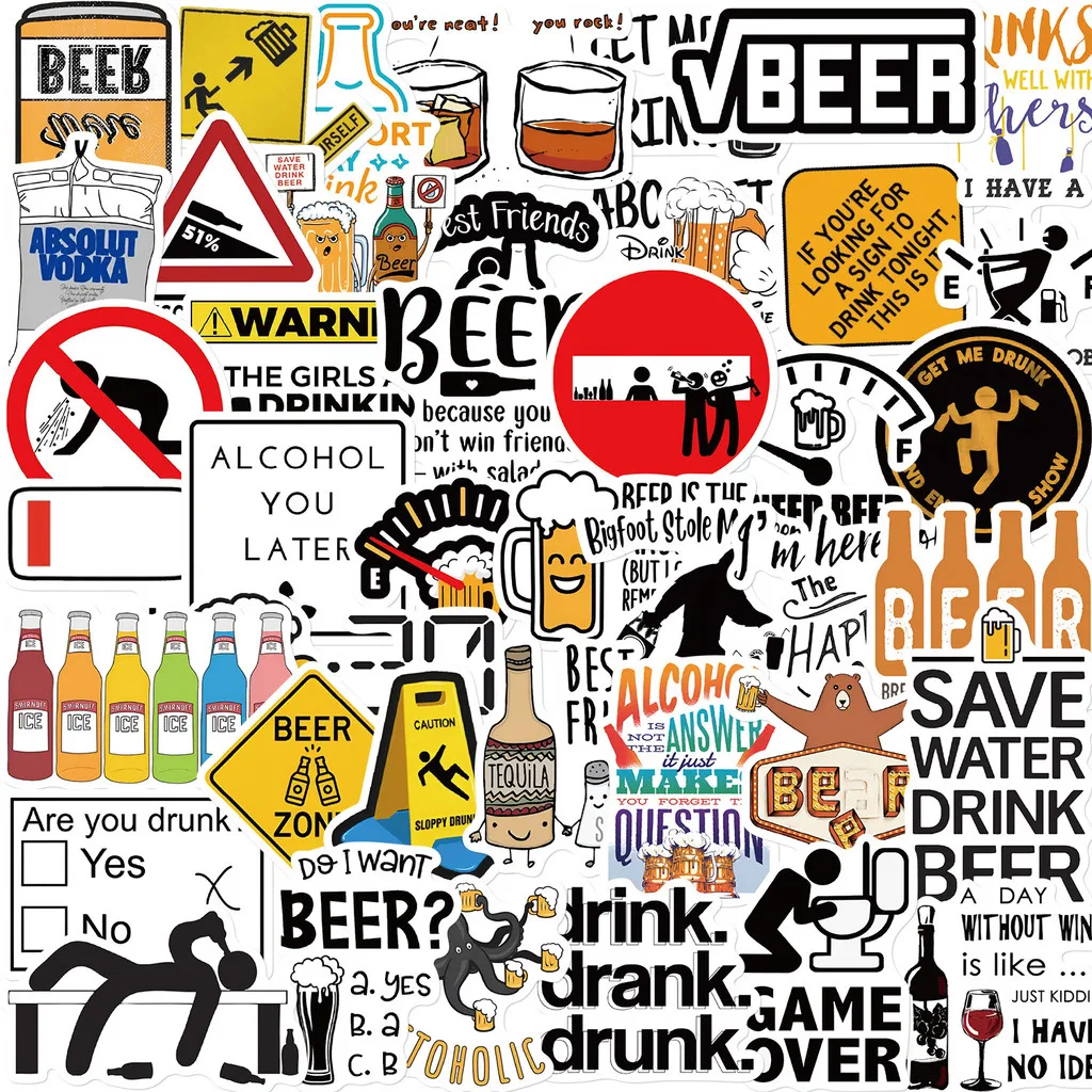 Humorous Graffiti‑Style Waterproof Sticker Set 50 Sheets For Suitcase Cup Guitar Hand‑craft Accessory RecordingYourLife Store