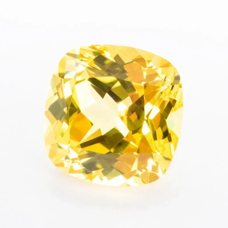 

L-Lab Grown Sapphire Yellow Color Cushion Shape Beads for Charms Jewelry Making DIY Necklace Materials Selectable Certificate
