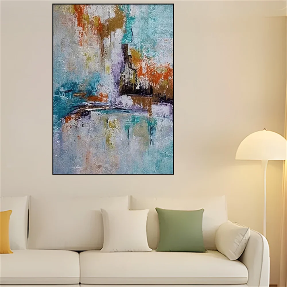 

Blue Oil Painting Decor Home Wall Art Picture Hand Painted Modern Abstract Paint Home Decorative Art Picture Paint On Canvas