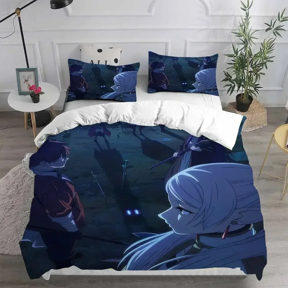 3D Print Anime Frieren Bedding Set For Bedroom Soft Modern Bedspreads Comefortable Kids Duvet Cover Quilt Cover And Pillowcase