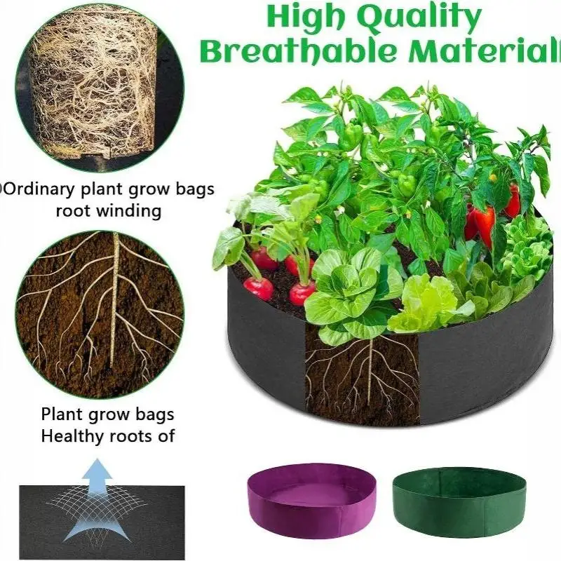 1Pcs Outdoor Yard Garden Vegetable Field Bed Fabric Garden Grow Bags Planting Pot Circular Large Felt Garden Nursery Bag Plante