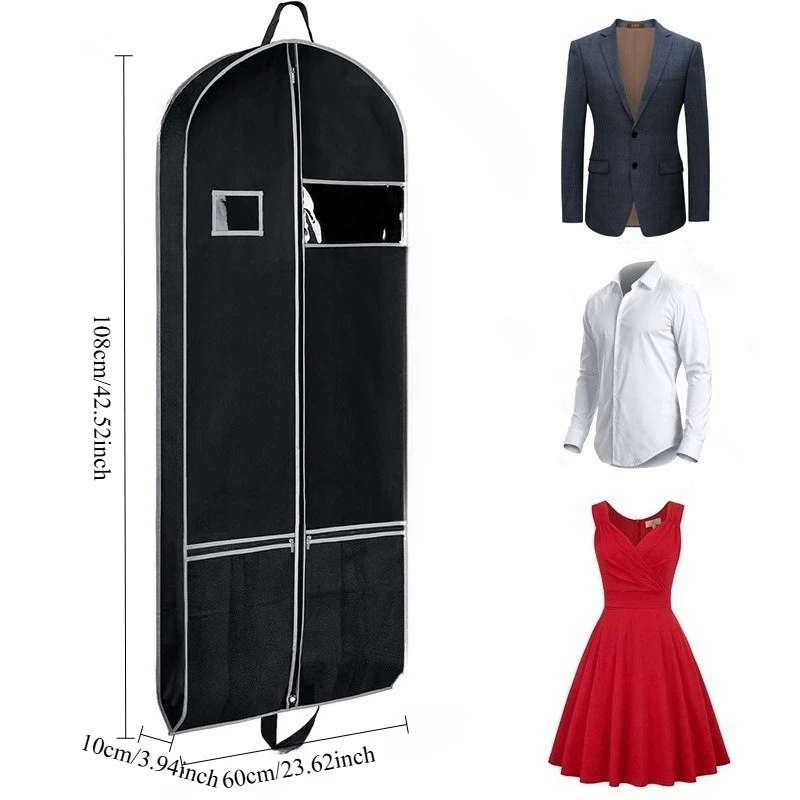 2pcs Non-woven Dust Cover Garment Bag Modern Simple Hanging Foldable Clothes Protector for Coat Wardrobe Storage Organizer - view 3