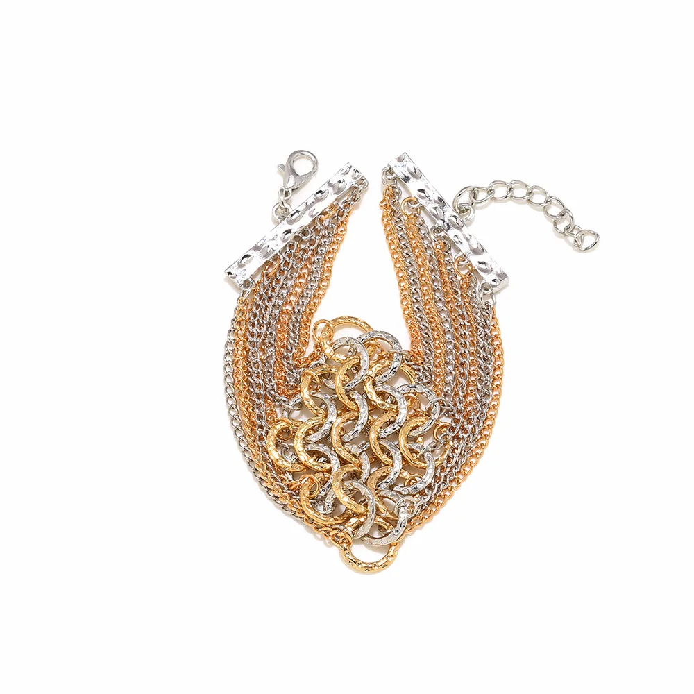 Zvoijio Fashion Luxury Handmade Splicing Multi Strand Circular Metal Bracelet