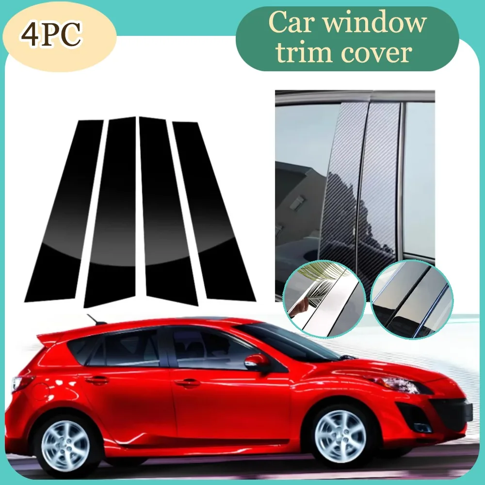 

4PCS Glossy Black Pillar Post Fit For Mazda 3 BL Hatchback 2009 2010 2011 2012 2013 Door Window Column BC Trim Sticker Cover