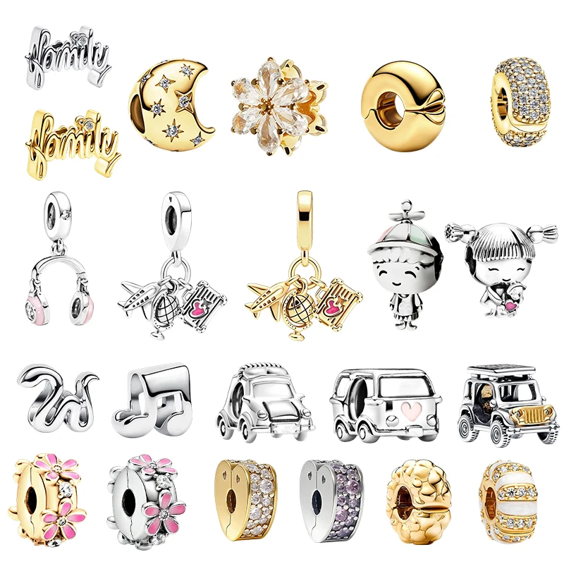 Original Charm-Perlen, Rosa Roller-Anhänger & Elektroauto-Charm & Wohnmobil-Charm-Perlen, Passend für Anhänger-Armbänder Damenschmuck Geschenk