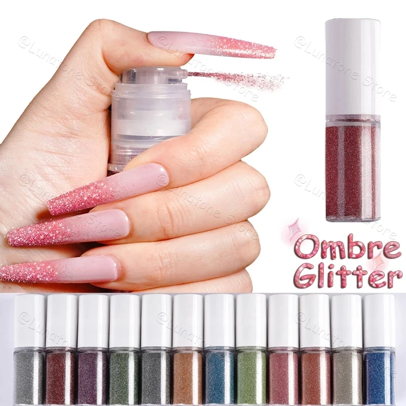 Poudre à ongles en diamant rose nickel é Aurora pour femme, spray brillant, flash, décoration, série rose, 12 documents