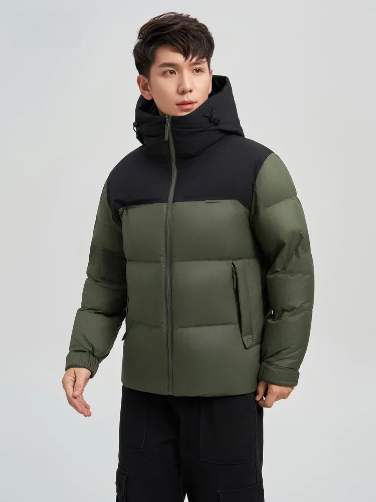 

Новая мужская утепленная куртка Snow Flng 2026 Spring с капюшоном, модная, универсальная, молодежная, из полиэфирного волокна, с наполнителем из пуха.