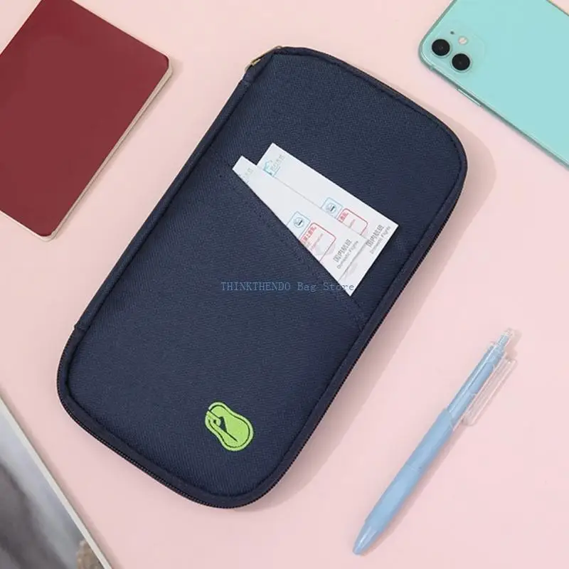 

340D Multi Functional Travel Document Wallet With Mesh Pocket And Organizational Compartments Card Holder For Business Trip