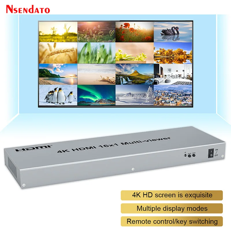 4K HDMI 16x1 Multi viewer HDMI Seamless Quad Screen Multi Viewer Splitter 16 in 1 out 16x1 HDMI multi-viewer For PS4 PC TV