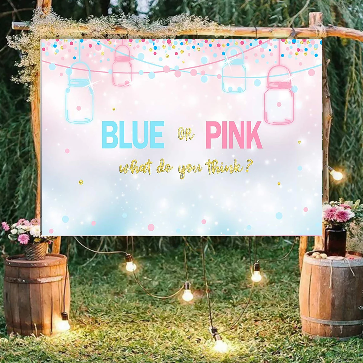 Chica o niño género revelar rosa y azul Baby Shower fiesta Banner decoración telón de fondo globos brillo puntos accesorios