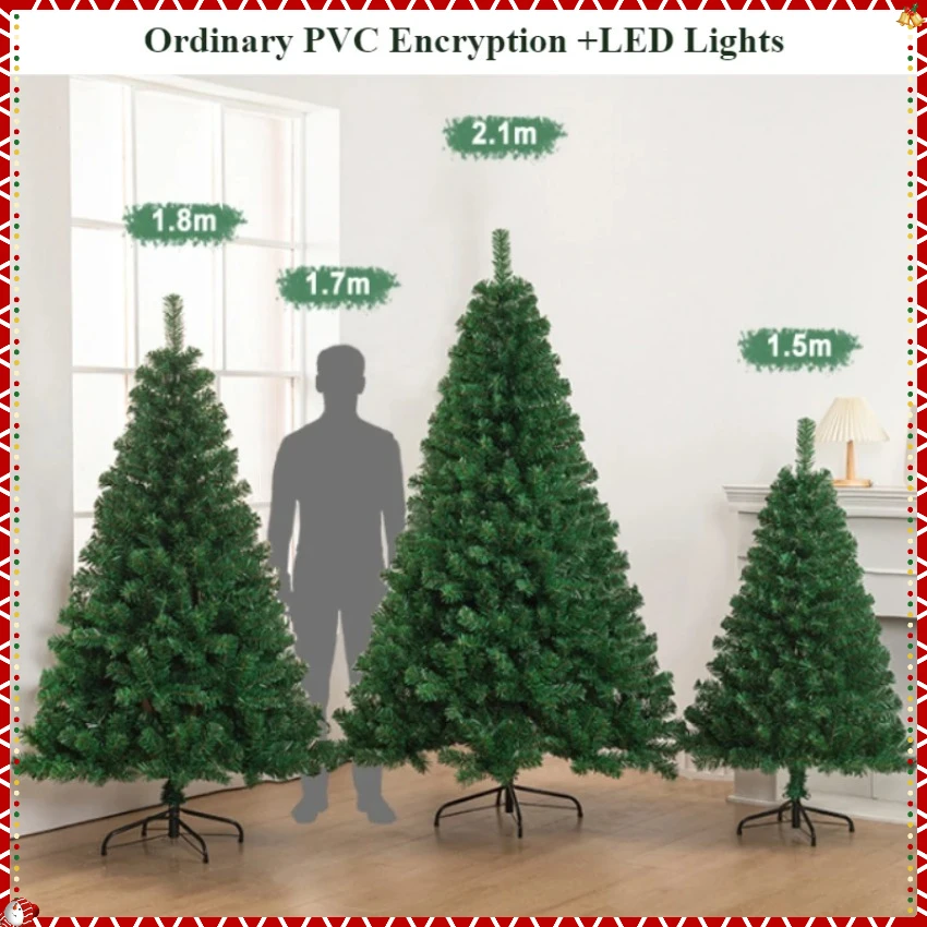 شجرة عيد الميلاد الاصطناعية PVC مشفرة مع أضواء LED شجرة عيد الميلاد 1.2 متر إلى 1.8 متر عيد الميلاد الأسرة فندق جو الديكور