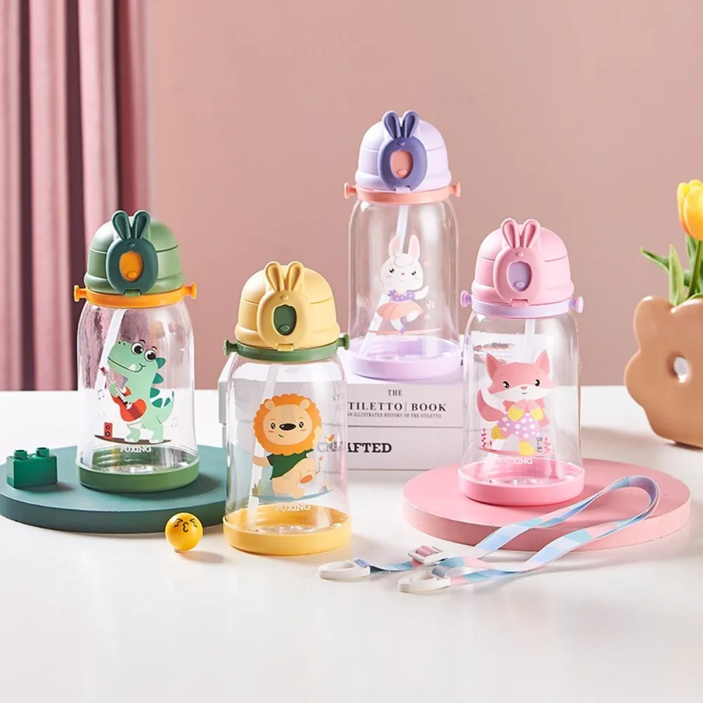

Portable With Straw Kids Water Bottle Drinkware Plastic Cartoon Sippy Cup Drinking Bottle Students
