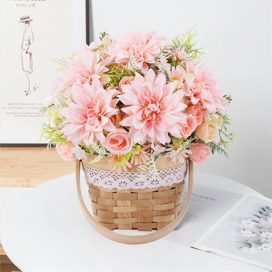 

1PC Artificial Rose Flowers Wedding Home Bedroom Decor Bridal Bouquets Garden Fake Silk Dahlia Hydrangeas Vase Outdoor Diy Gifts