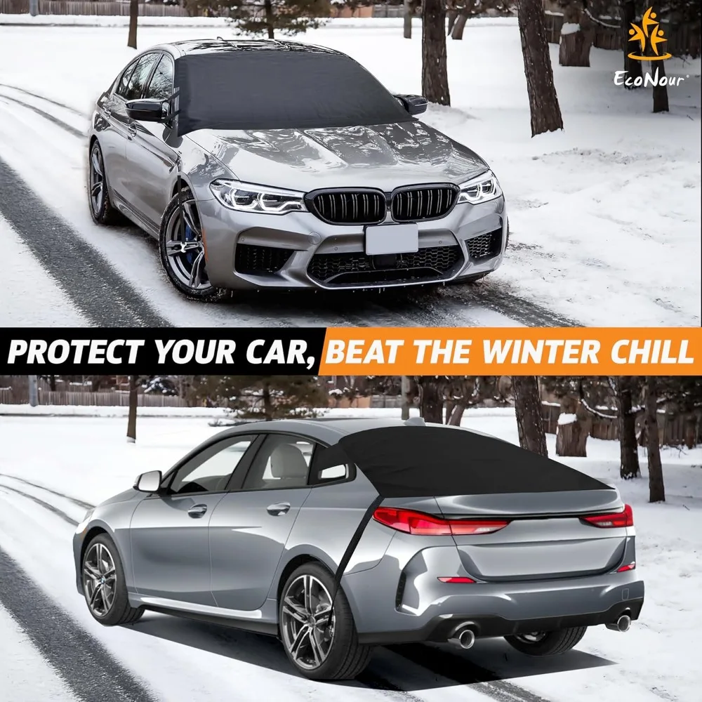 حزمة غطاء ثلج للزجاج الأمامي من قماش أكسفورد 600D مطورة، مقاومة للماء والحرارة، تناسب معظم عربات سيارات السيدان وسيارات الدفع الرباعي XX-Large