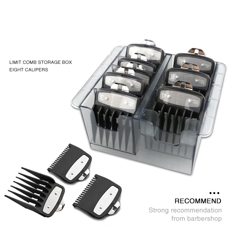 Grid Base Storage Box for Hair Clipper, Trimmer Limit Comb, Guia Comb, Barber Tool, Wahl Guia Combs, 8pcs