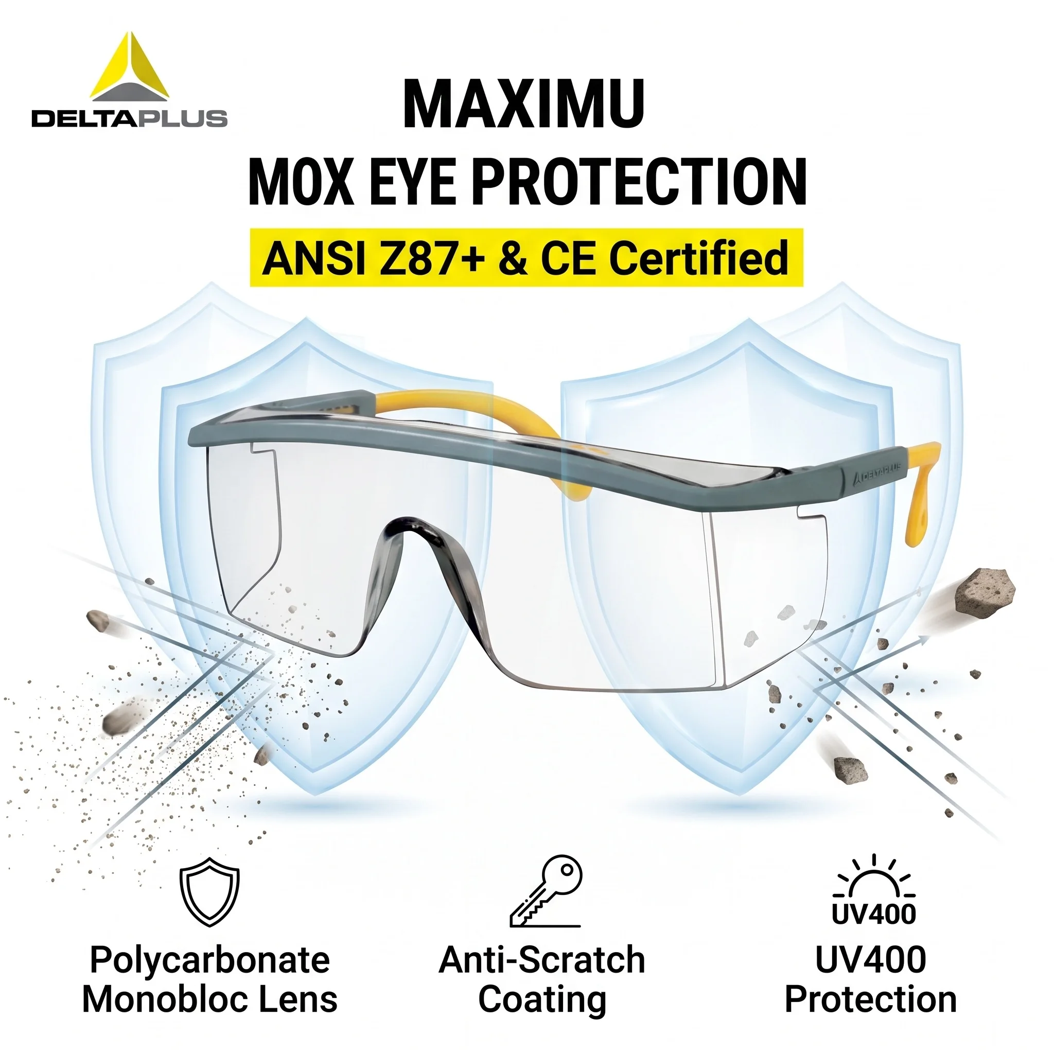 Delta Plus KILIMANDJARO Safety Glasses Anti Fog Scratch Resistant Protective Eyewear Work Goggles Clear Lentes de Seguridad